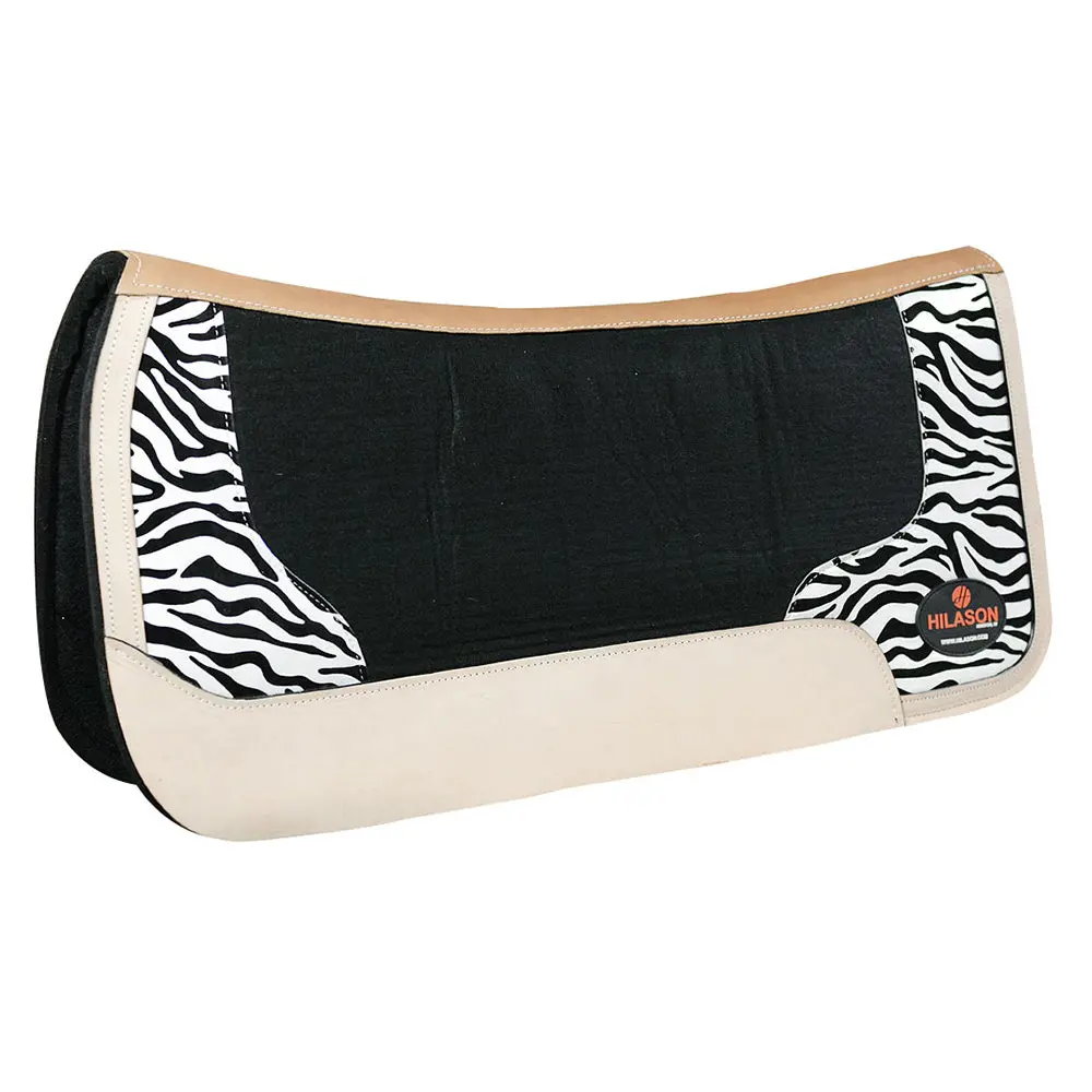 Hilason Western Wool Felt Horse Saddle Pad W/ Distressed Wear Leather | For Horses 1