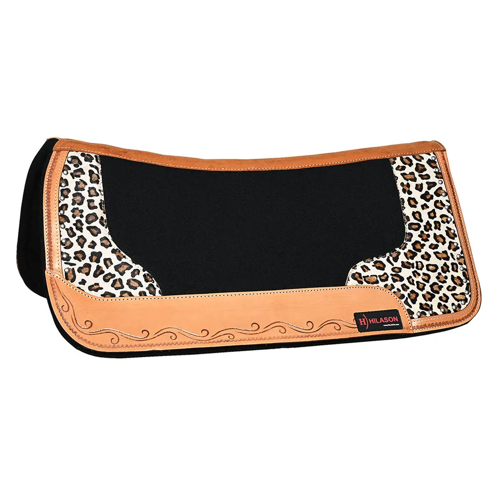 Hilason Western Wool Felt Horse Saddle Pad W/ Distressed Wear Leather | For Horses 1