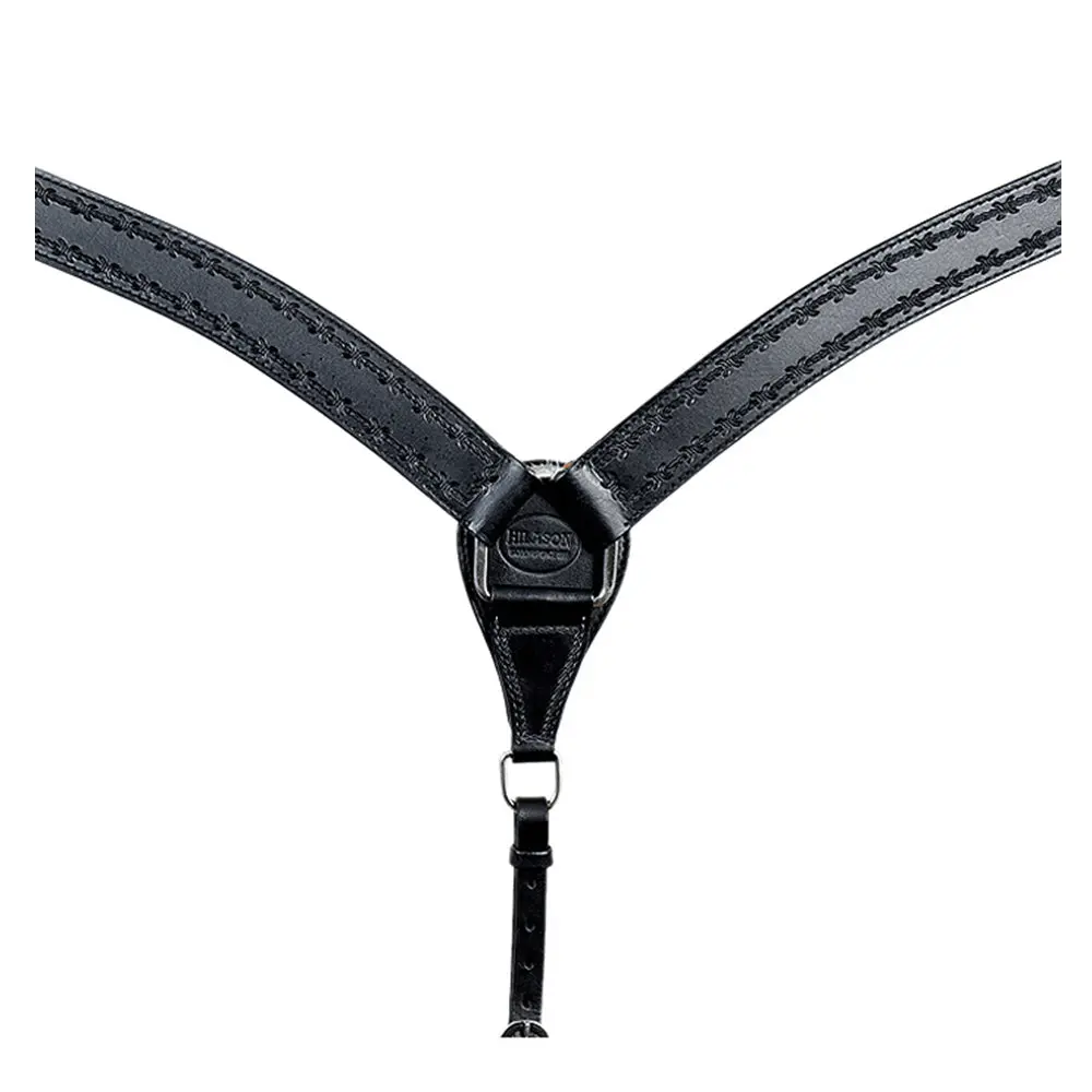 Hilason Western Horse Headstall Breast Collar Set Genuine American Leather Barb Wire Black | For Horses 1