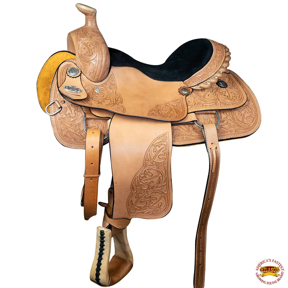 Hilason Western Horse Saddle American Leather Cowboy Trail Ranch Roping | Hand Tooled Wade & For Horses 1