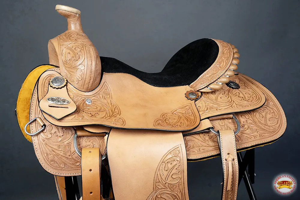 Hilason Western Horse Saddle American Leather Cowboy Trail Ranch Roping | Hand Tooled Wade & For Horses 2