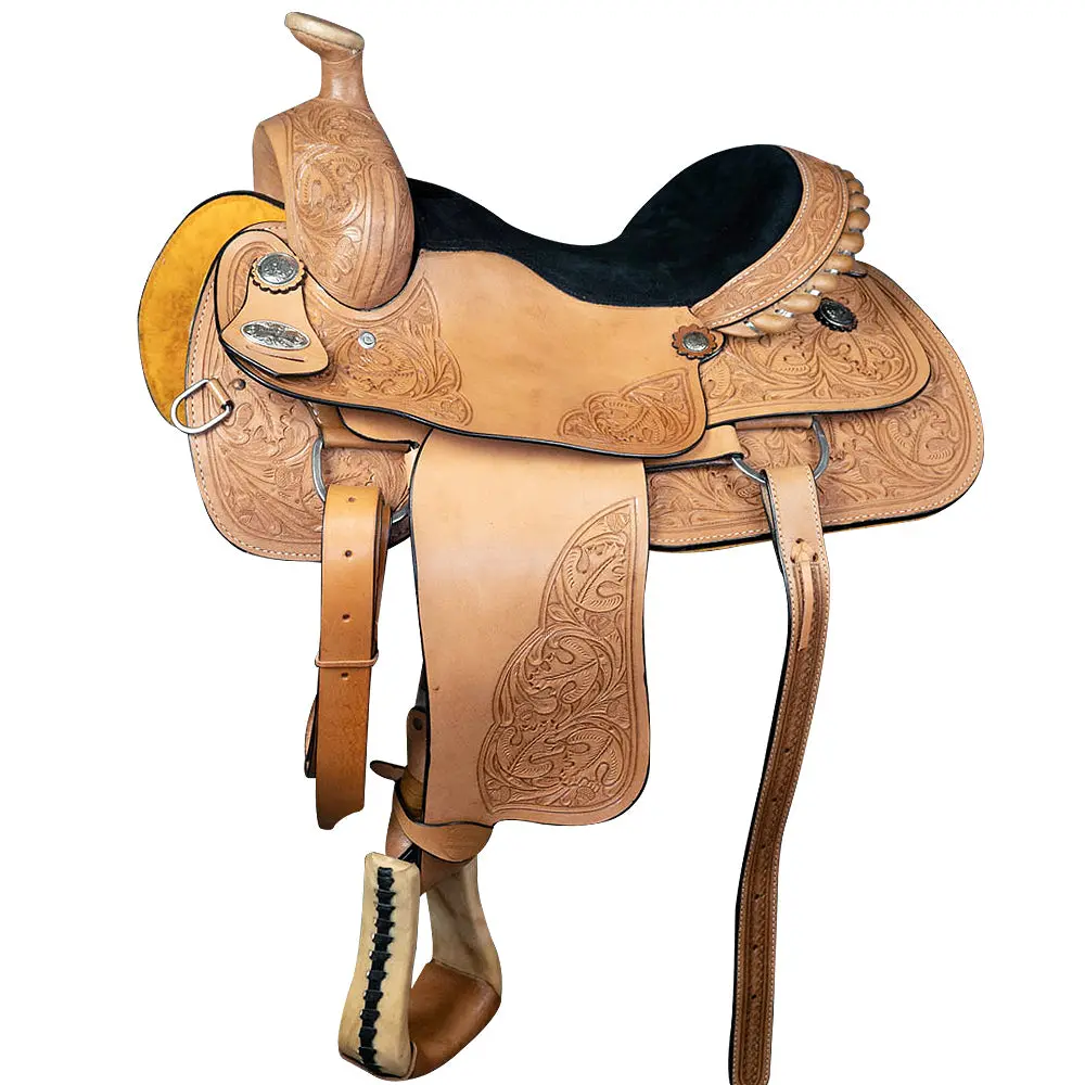 Hilason Western Horse Saddle American Leather Cowboy Trail Ranch Roping | Hand Tooled Wade & For Horses 1