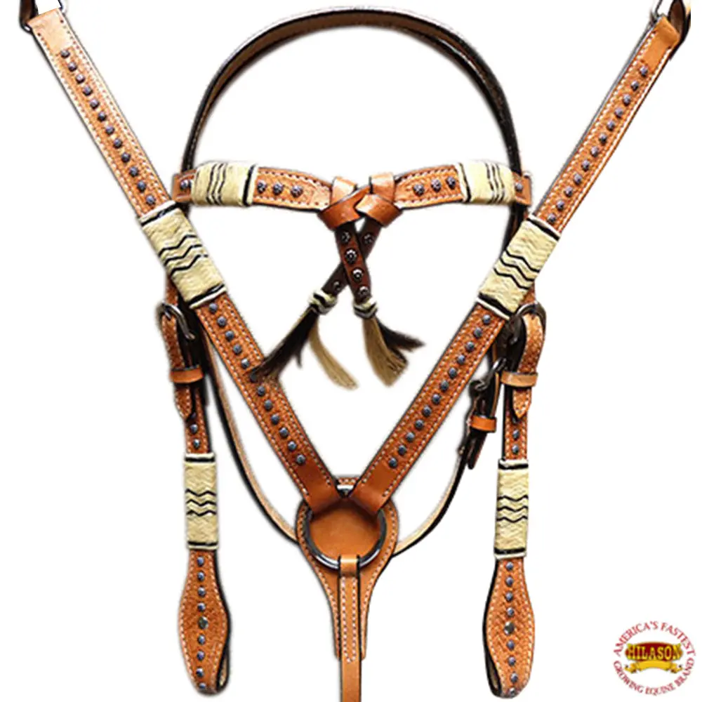 Hilason Western Horse Headstall Breast Collar Set Tack American Leather | Headstall Bridle For Horses Western | Horse Headstall Bridle | Western Headstalls Bridle For Horses 1