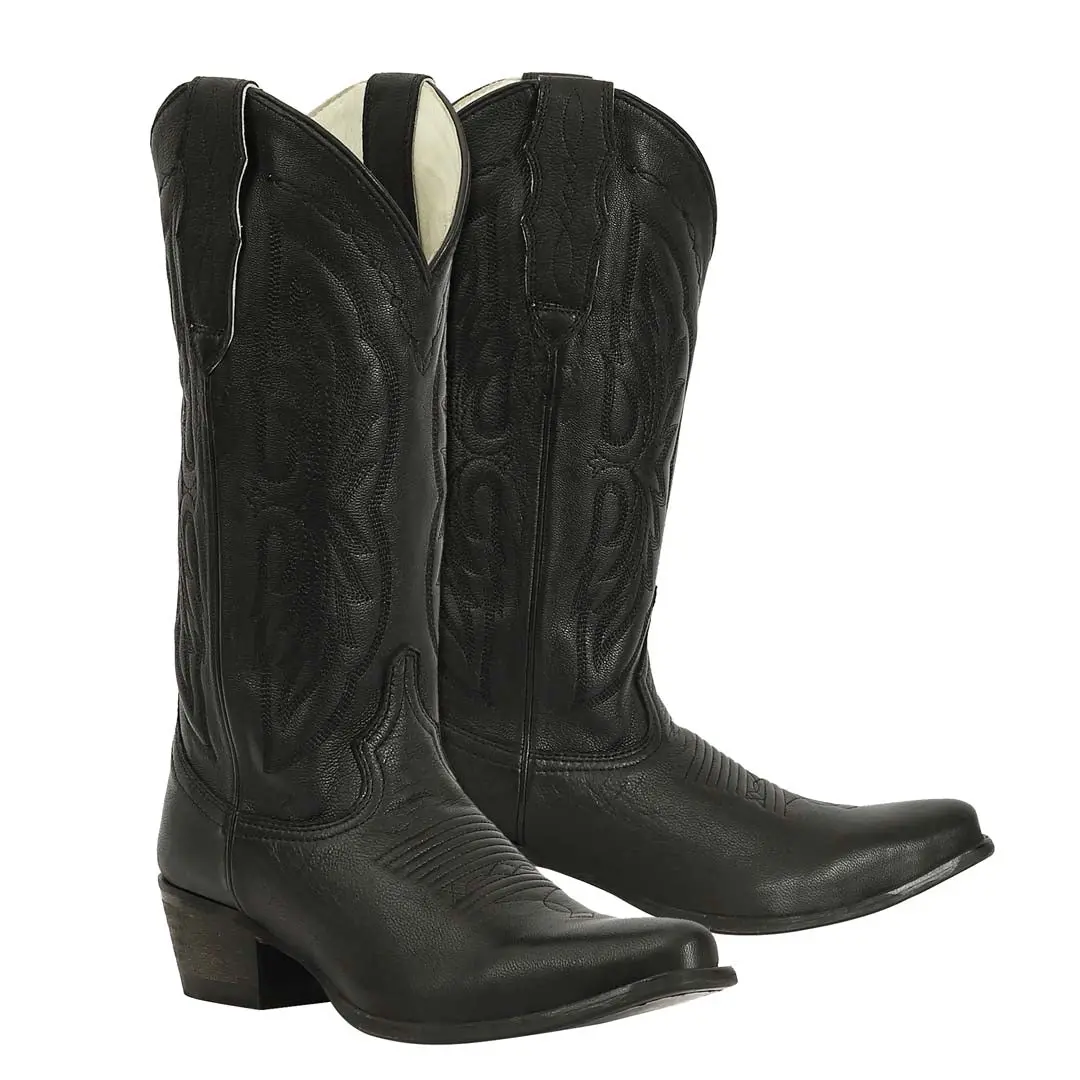 Tuffrider Women Cowtown Mid Height Embroidered Leather Snip Toe Western Boots 8