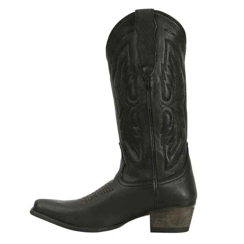 Tuffrider Women Cowtown Mid Height Embroidered Leather Snip Toe Western Boots 10