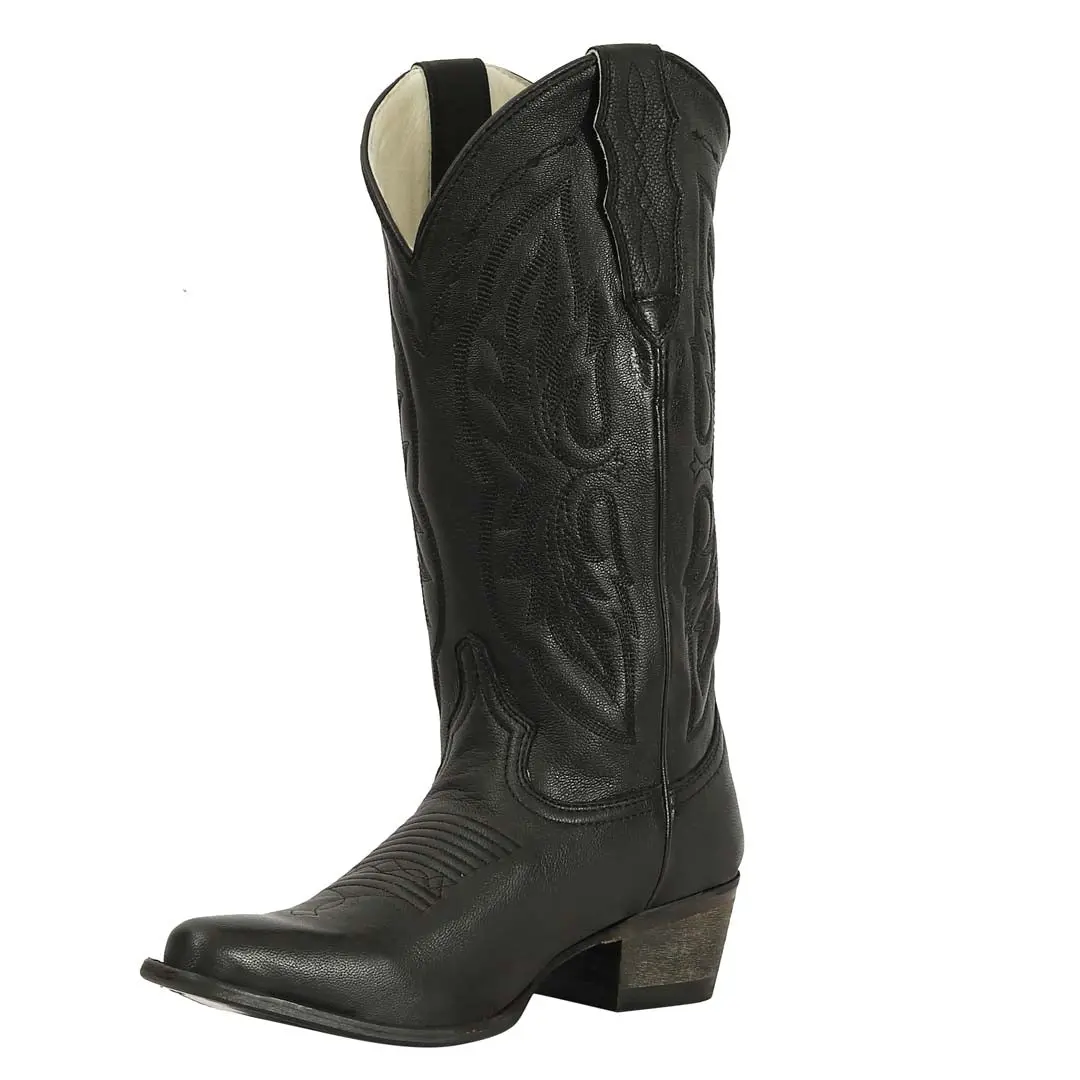 Tuffrider Women Cowtown Mid Height Embroidered Leather Snip Toe Western Boots 11