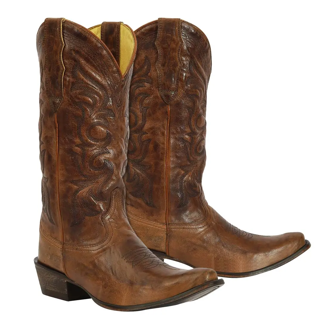 Tuffrider Women Cowtown Mid Height Embroidered Leather Snip Toe Western Boots 12