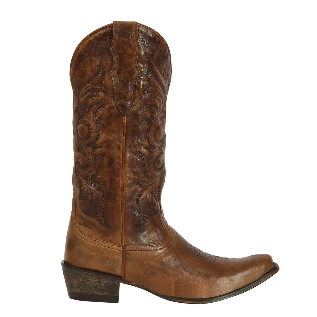 Tuffrider Women Cowtown Mid Height Embroidered Leather Snip Toe Western Boots 7