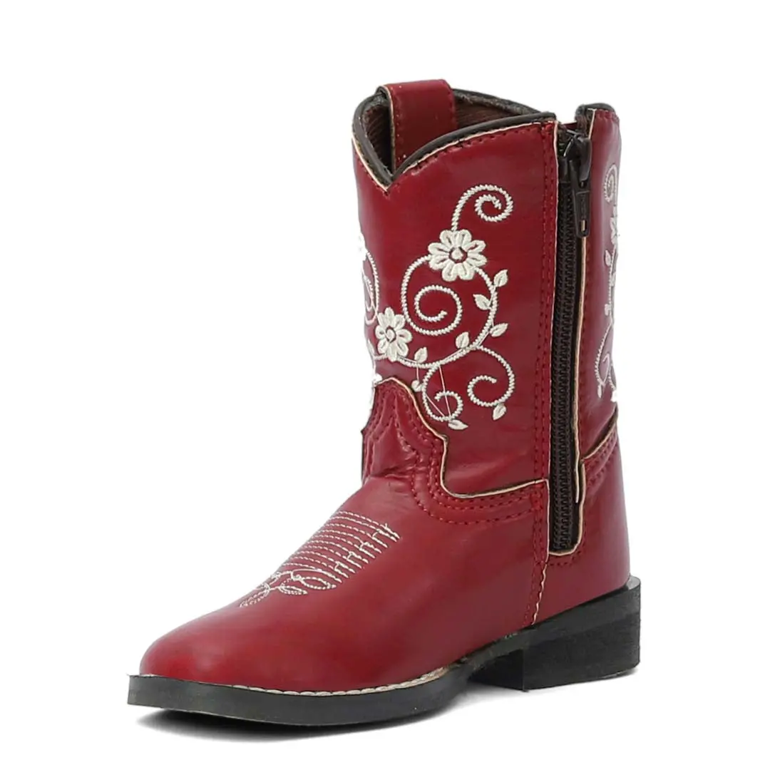 Tuffrider Toddler Fire Red Floral Western Boot 4
