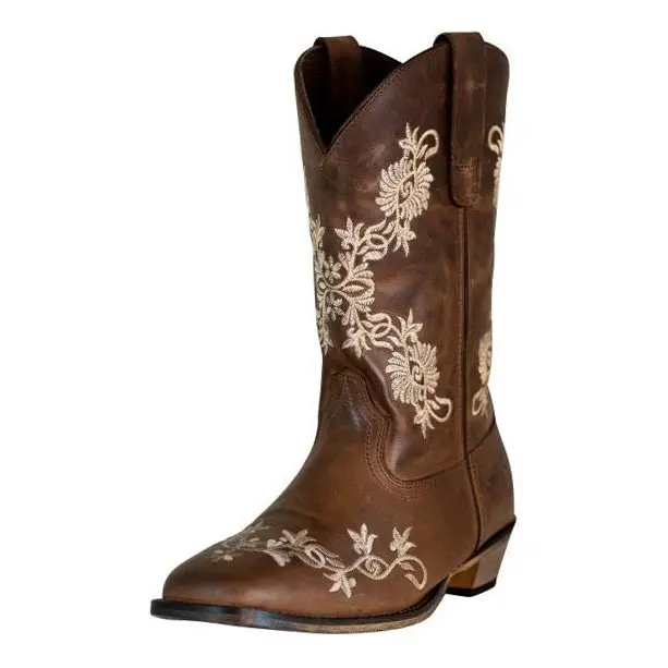 Tuffrider Women Mormon Embroidered Leather Square Toe Western Boots 1