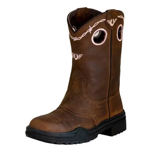 Tuffrider Youth Yosemite Barbed Wire Embroidered Round Toe Western Boots 1