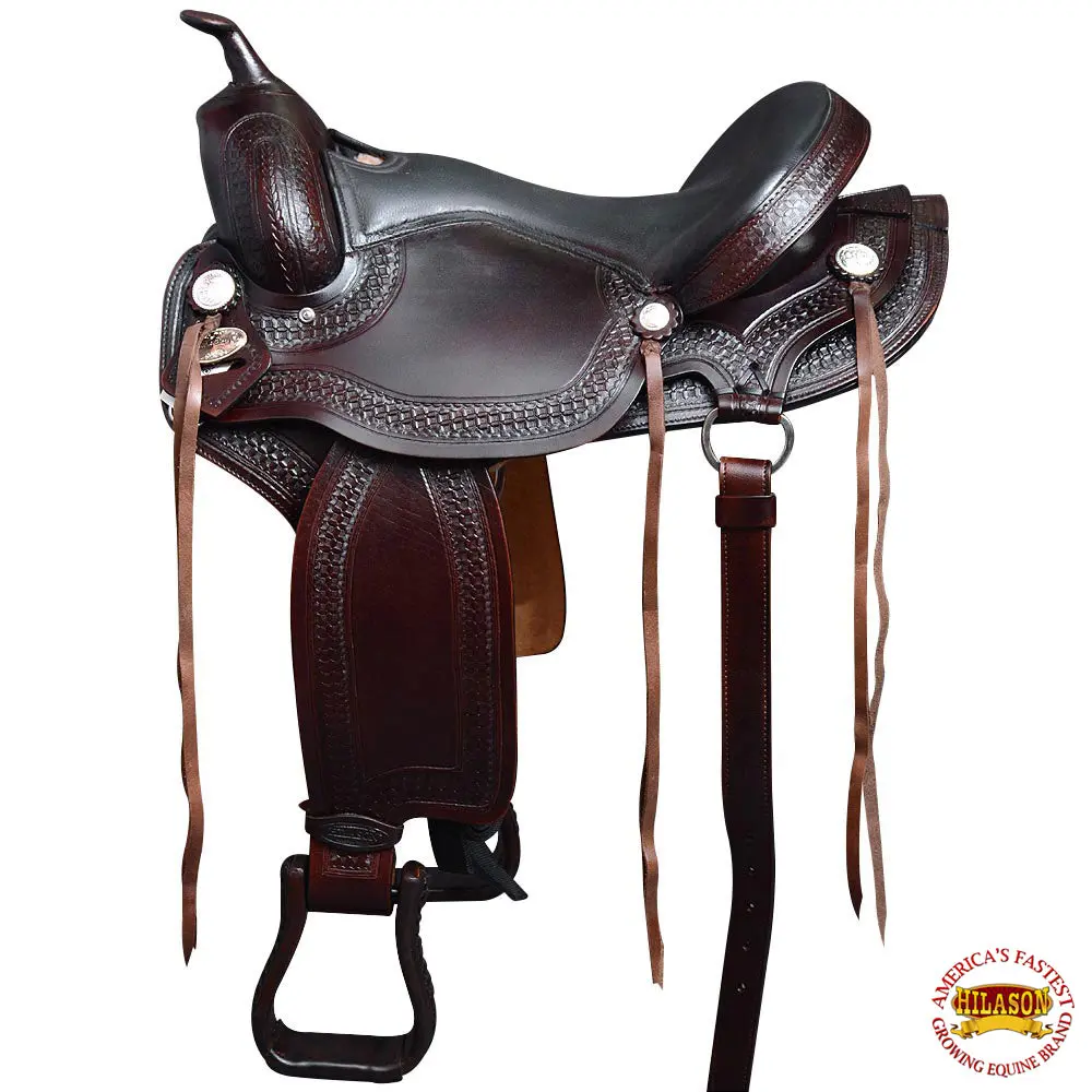 18 In Hilason Western Gaited Flex Trail Pleasure Endurance Horse American Leather Saddle 1