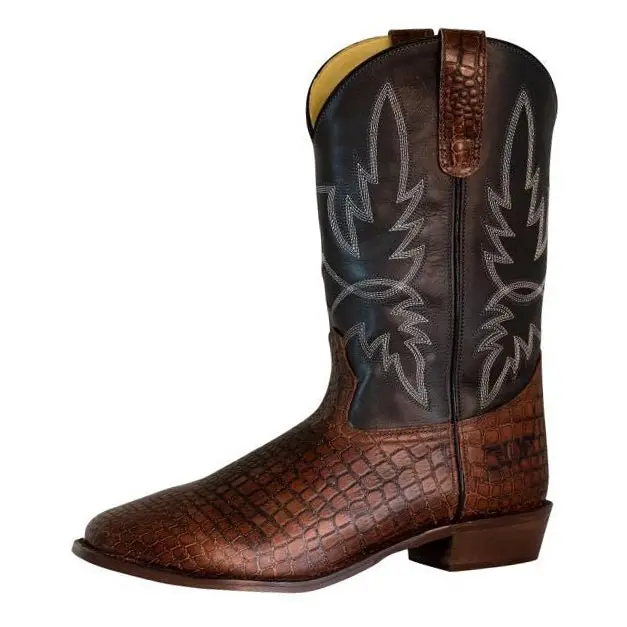 Tuffrider Men's Grant Leather Printed Wide Square Toe Western Boots 1