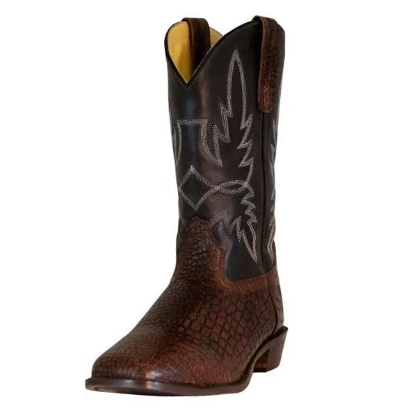 Tuffrider Men's Grant Leather Printed Wide Square Toe Western Boots 2
