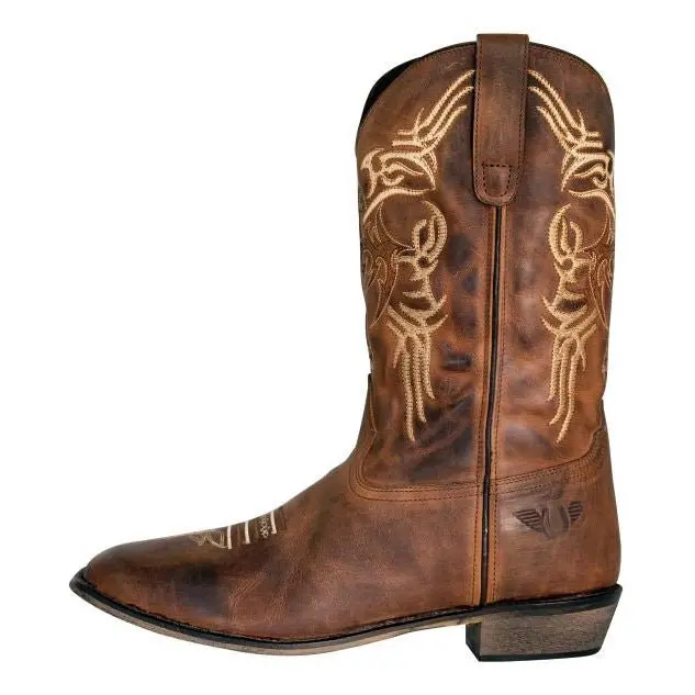 Tuffrider Men's Lamar Leather Contrast Stitched Wide Square Toe Western Boots 1