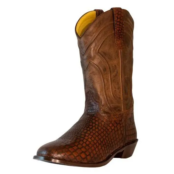 Tuffrider Men's Hayden Leather Printed Wide Round Toe Western Boots 1