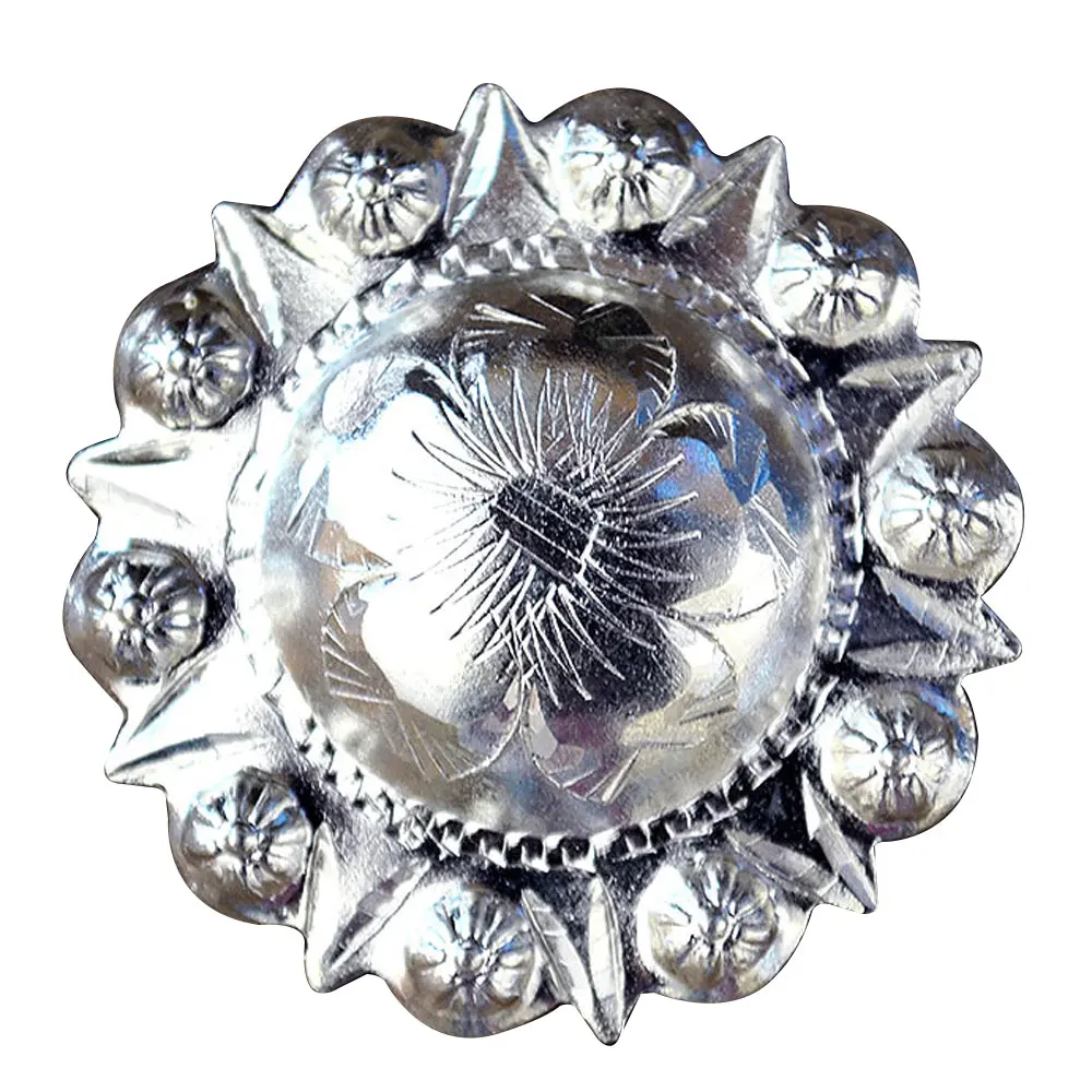 Hilason Western Screw Back Concho Silver Finish Floral Saddle Bling Color | Bridle Conchos Slotted 1