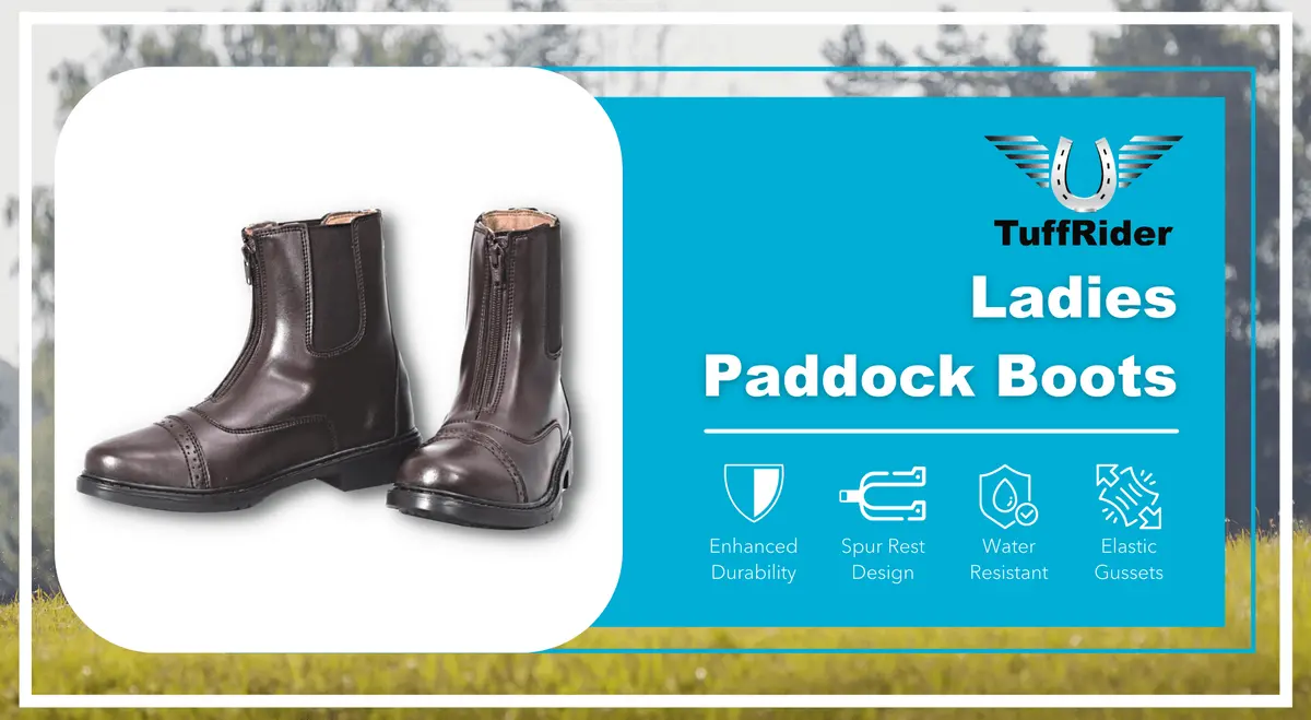 Tuffrider Women Starter Synthetic Leather Front Zipper Paddock Boots 6