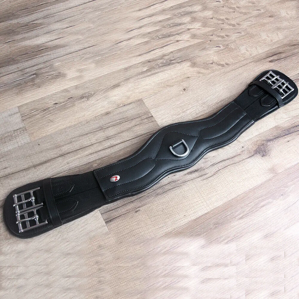30" Horze Smooth Dressage Contoured Leather Horse Saddle Cinch Girth Black 1
