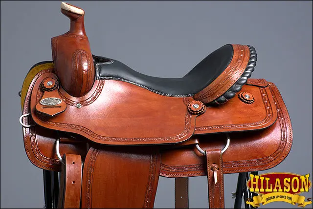 Hilason Western Horse Saddle American Leather Ranch Roping Trail Tan Kote | Hand Tooled Wade & For Horses 2