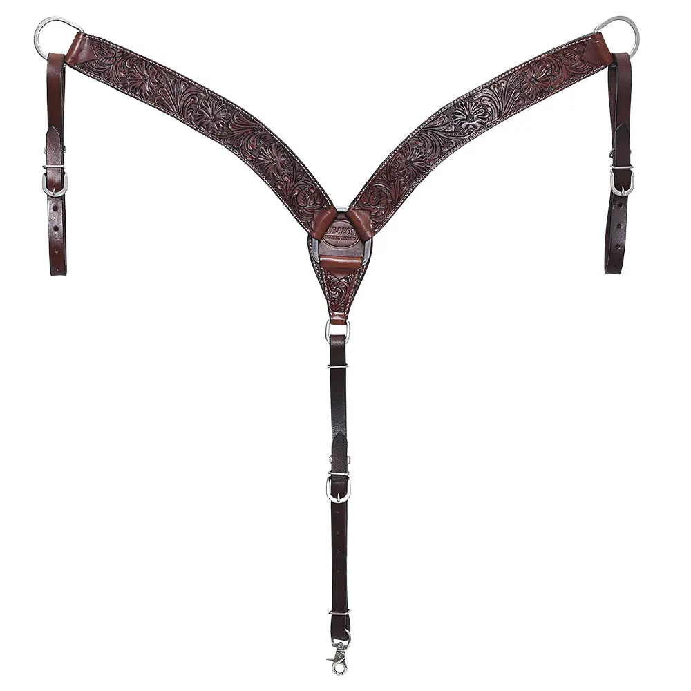 Hilason Western Horse Headstall Breast Collar Set Genuine American Leather Floral Dark Brown | For Horses 1