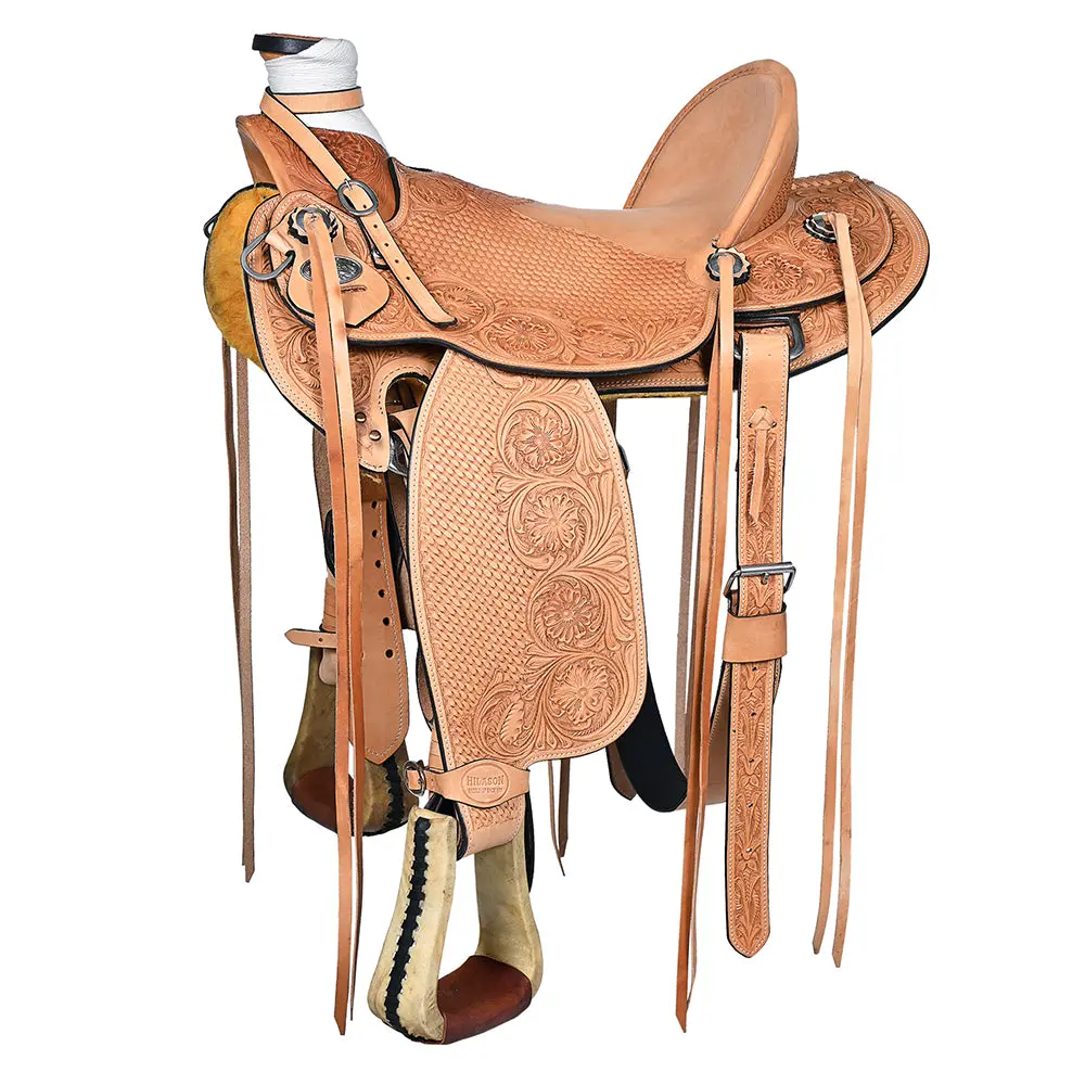 Hilason Western Horse Wade Saddle American Leather Ranch Roping Tan | Hand Tooled & For Horses 1