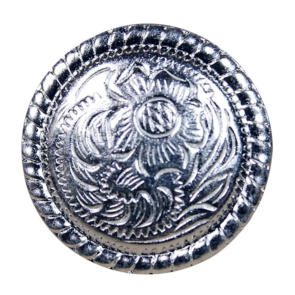 Western Screw Back Concho 1 In Wood Silver Rope Edge Round Saddle Cowgirl 1