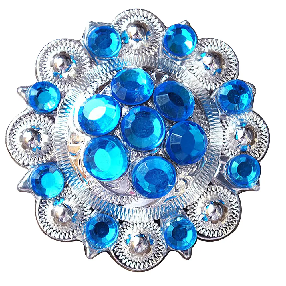 Hilason Western Berry Conchos Glass Rhinestones Bling Tack Cowgirl Capri Blue Color | Concho Belt Slotted 1