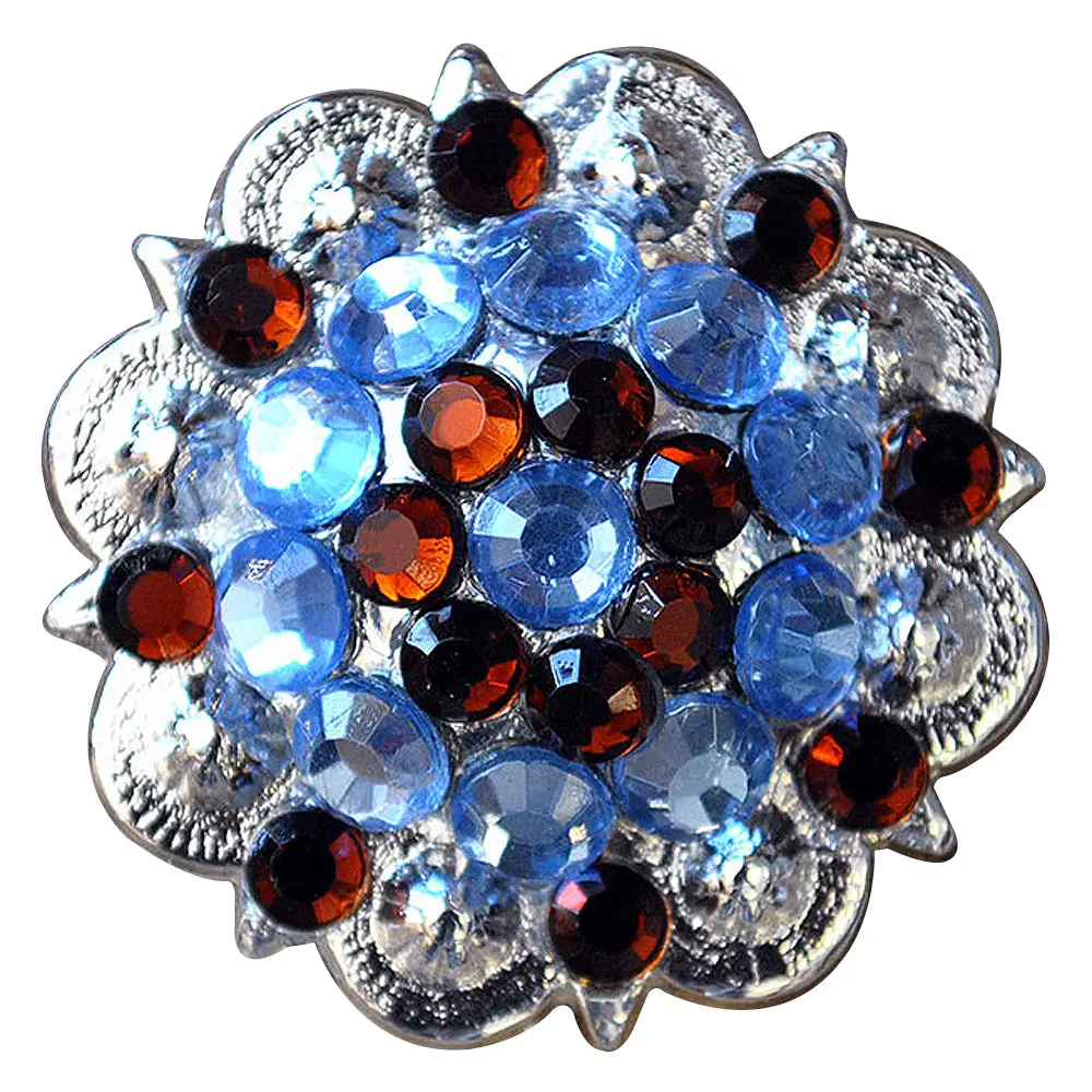 Hilason Western Berry Conchos Glass Rhinestones Bling Tack Cowgirl Aquamarine-Smoked Topaz Color | Slotted 1