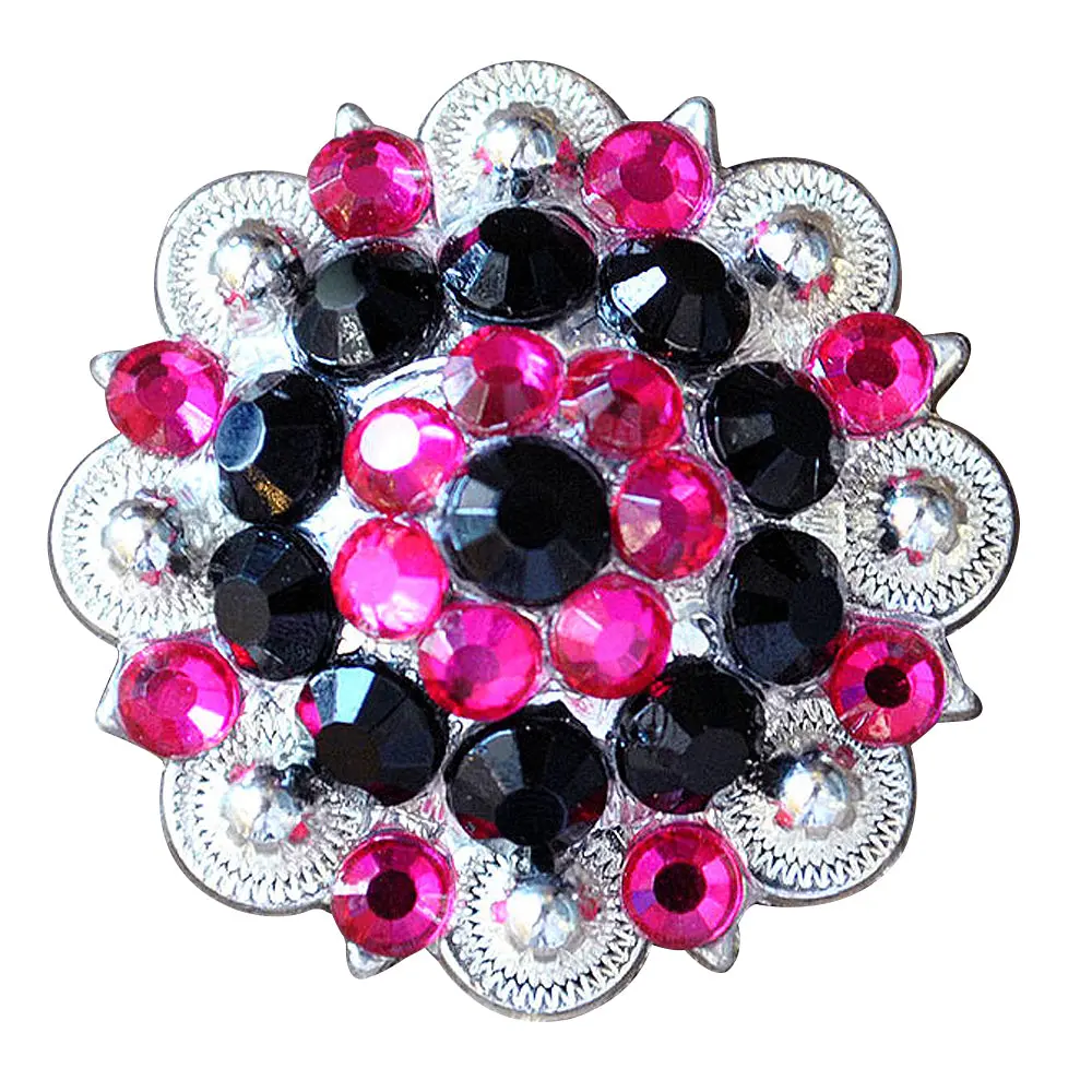 Hilason Black Hot Pink Crystals Berry Headstall Saddle Tack | Western Concho Belt Slotted Conchos 1
