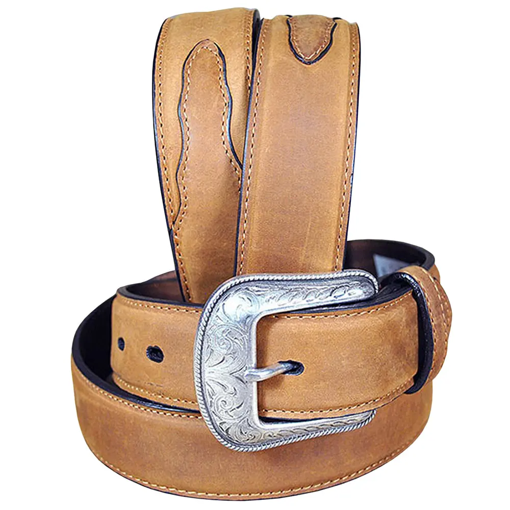 3D Brown Men's Basic Leather Belt Removable Buckle 1
