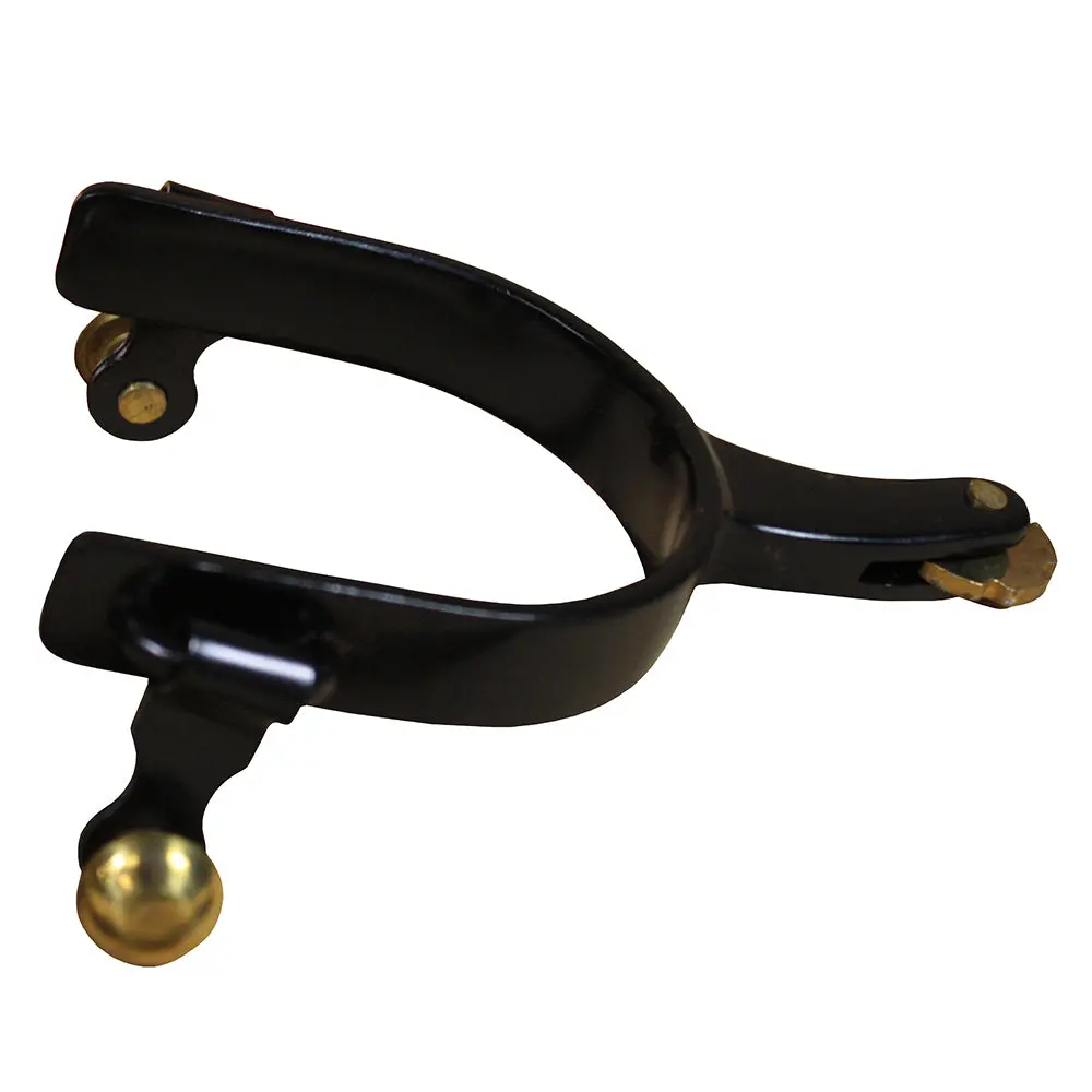 Hilason Bs Youth Barrel Racing Spurs 1/2" Band Side Lay Shank Sb Rowels & Buttons 1