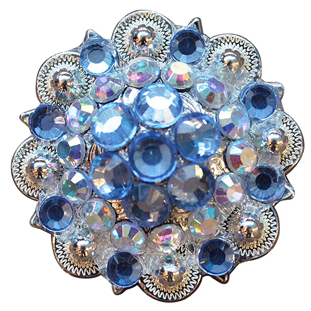 Hilason Western Berry Conchos Glass Rhinestones Bling Tack Cowgirl Aquamarine-Crystalab Color | Slotted 1