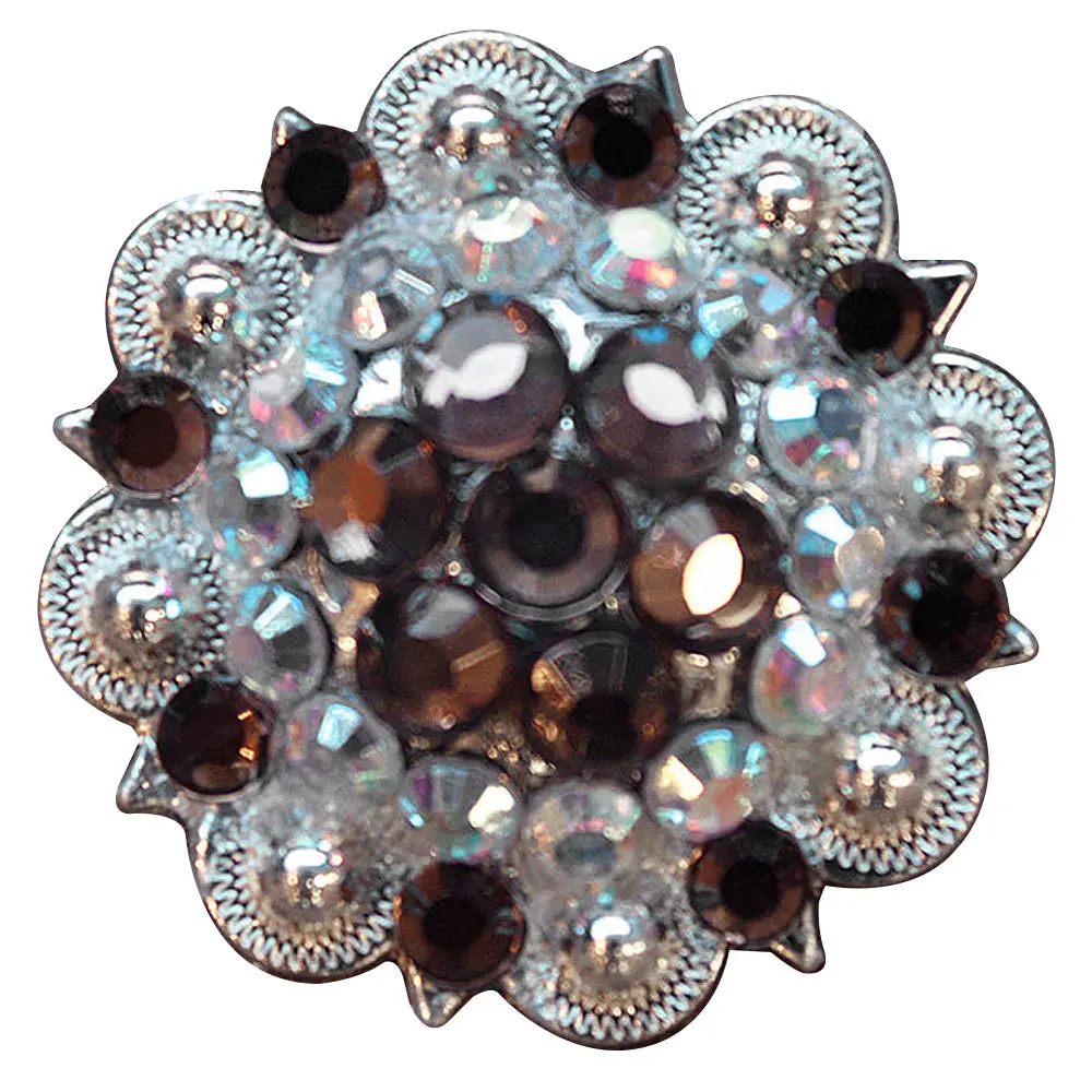 Hilason Brown Ab Crystals Berry Headstall Saddle Tack Bling | Western Concho Belt Slotted Conchos 1