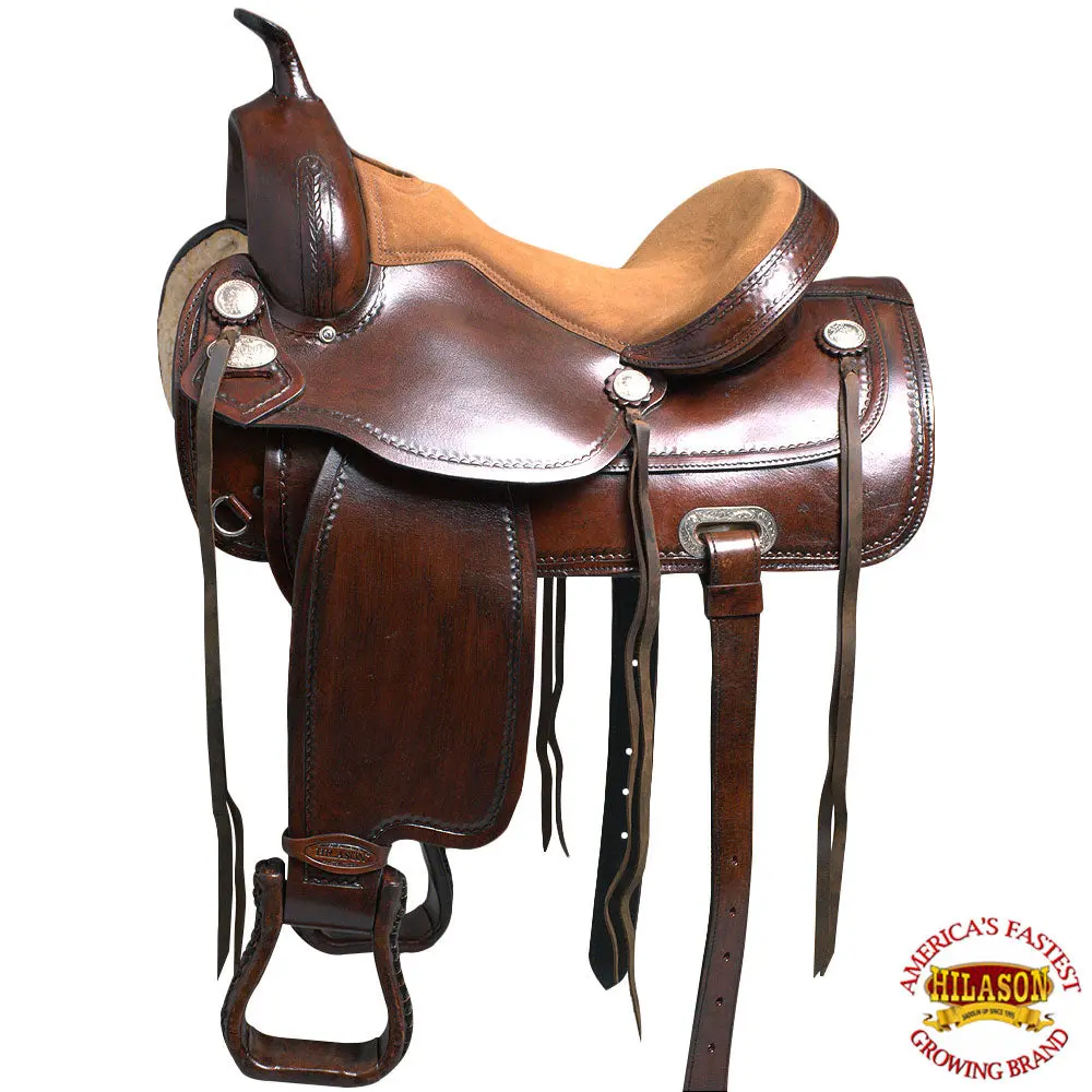 Hilason Western Horse Saddle American Leather Treeless Trail Pleasure | Barrel For Horses 1