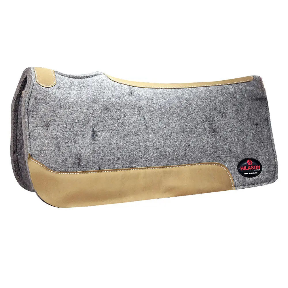 Hilason Western Wool Felt Horse Saddle Pad W/ Distressed Wear Leather | For Horses 1