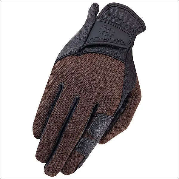 Heritage X-Country Glove Horse Riding Leather Stretchable Black Brown 1