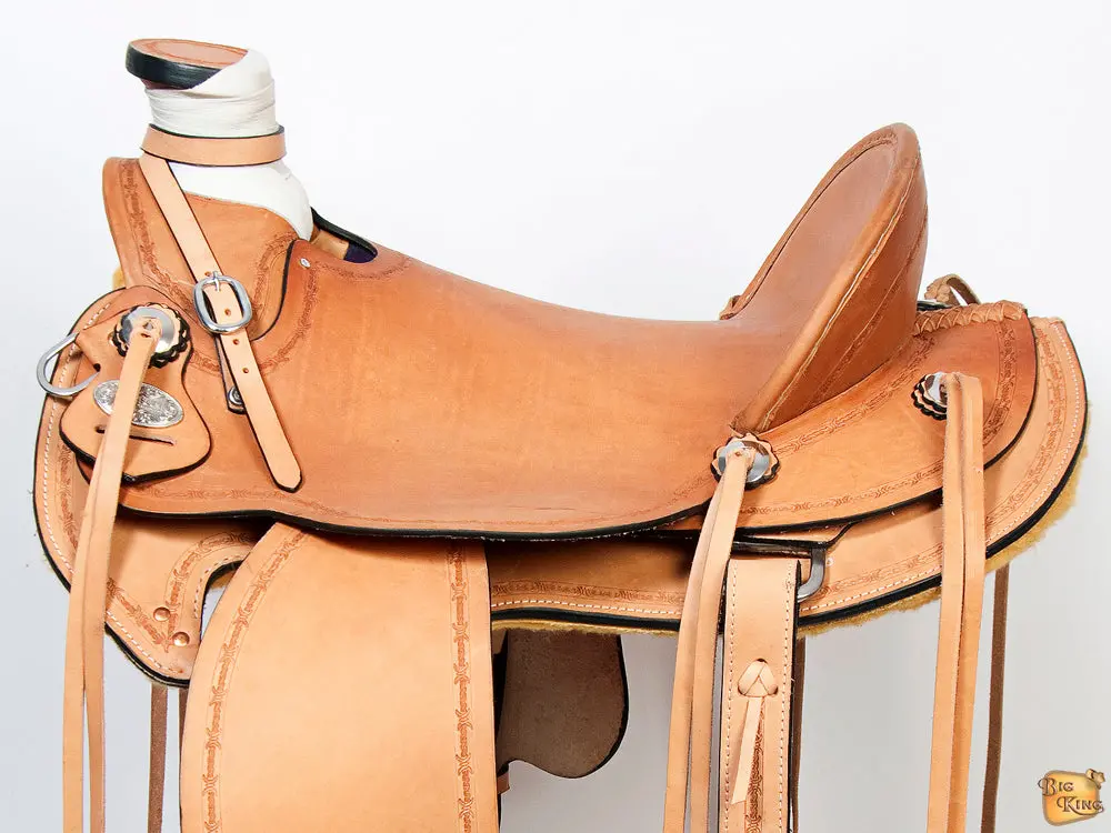 Hilason Western Horse Wade Saddle American Leather Ranch Roping Tan Kote | Hand Tooled & For Horses 2