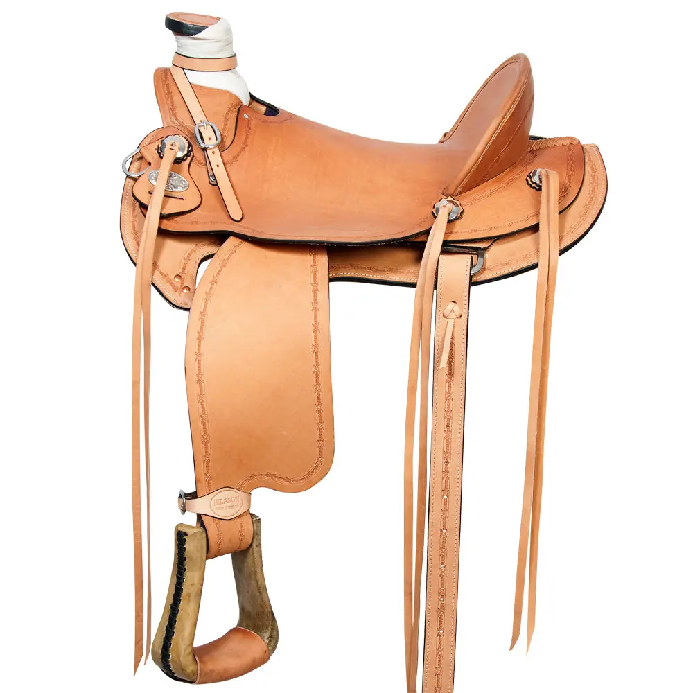 Hilason Western Horse Wade Saddle American Leather Ranch Roping Tan Kote | Hand Tooled & For Horses 1