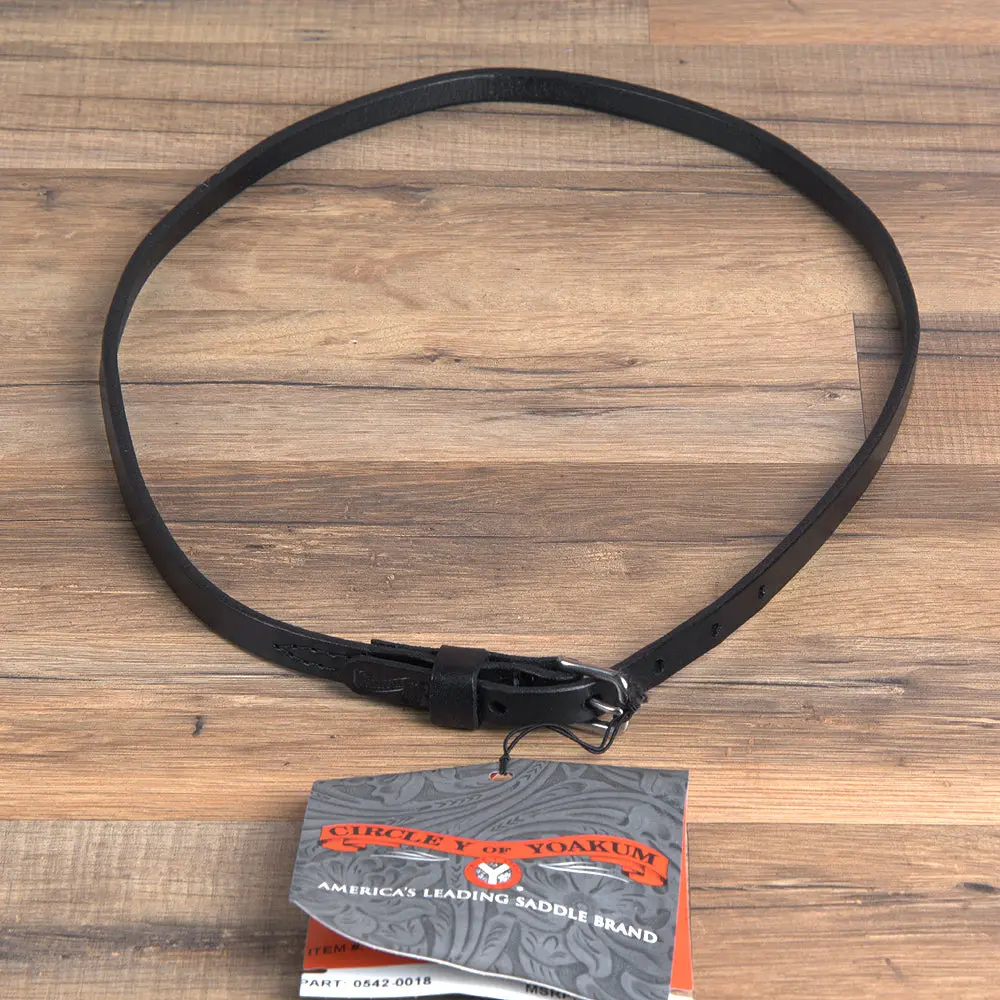 1/2 Inch Circle Y Leather Throat Latch Strap Black 1