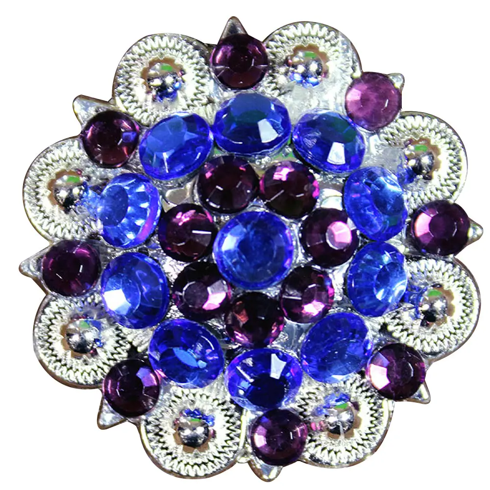 Hilason Western Berry Conchos Glass Rhinestones Bling Tack Cowgirl Blue-Purple Color | Bridle Slotted 1