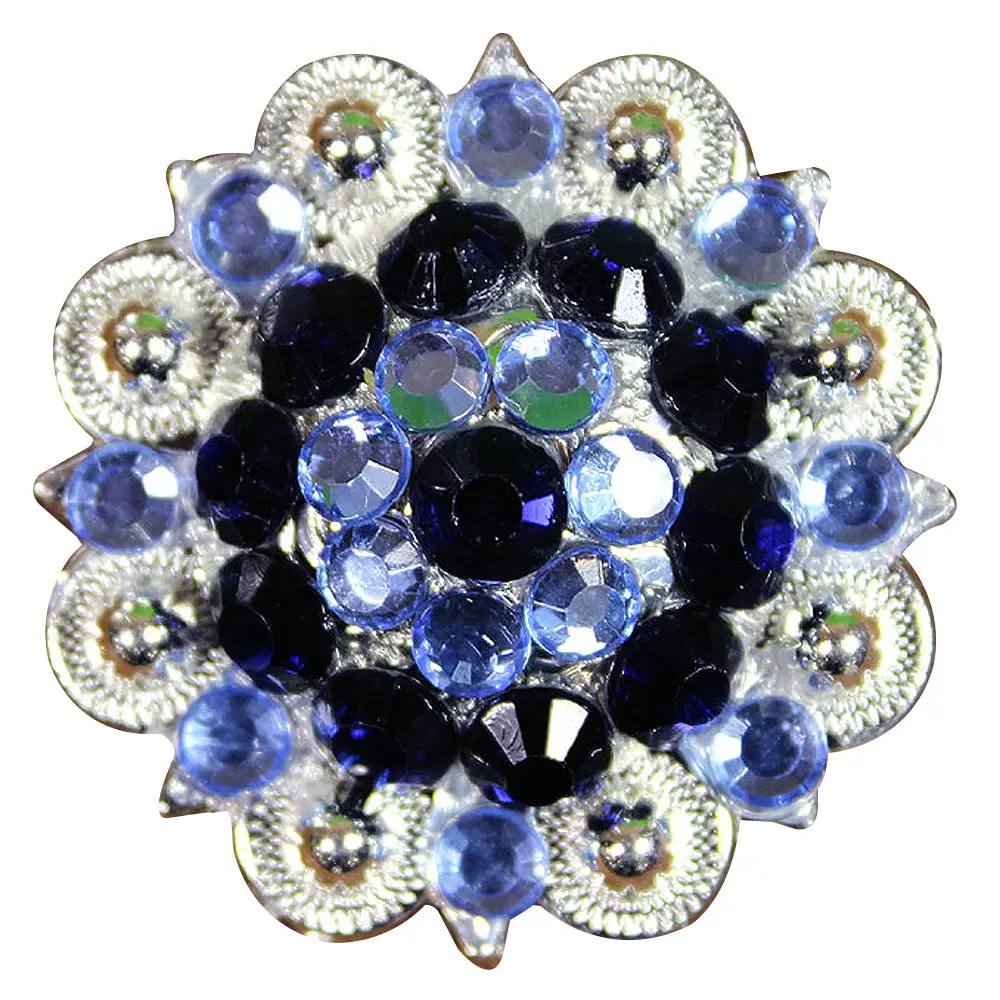 Hilason Monaq Blue Black Crystals Berry Headstall Saddle | Western Concho Belt Slotted Conchos Leather Screw Back 1