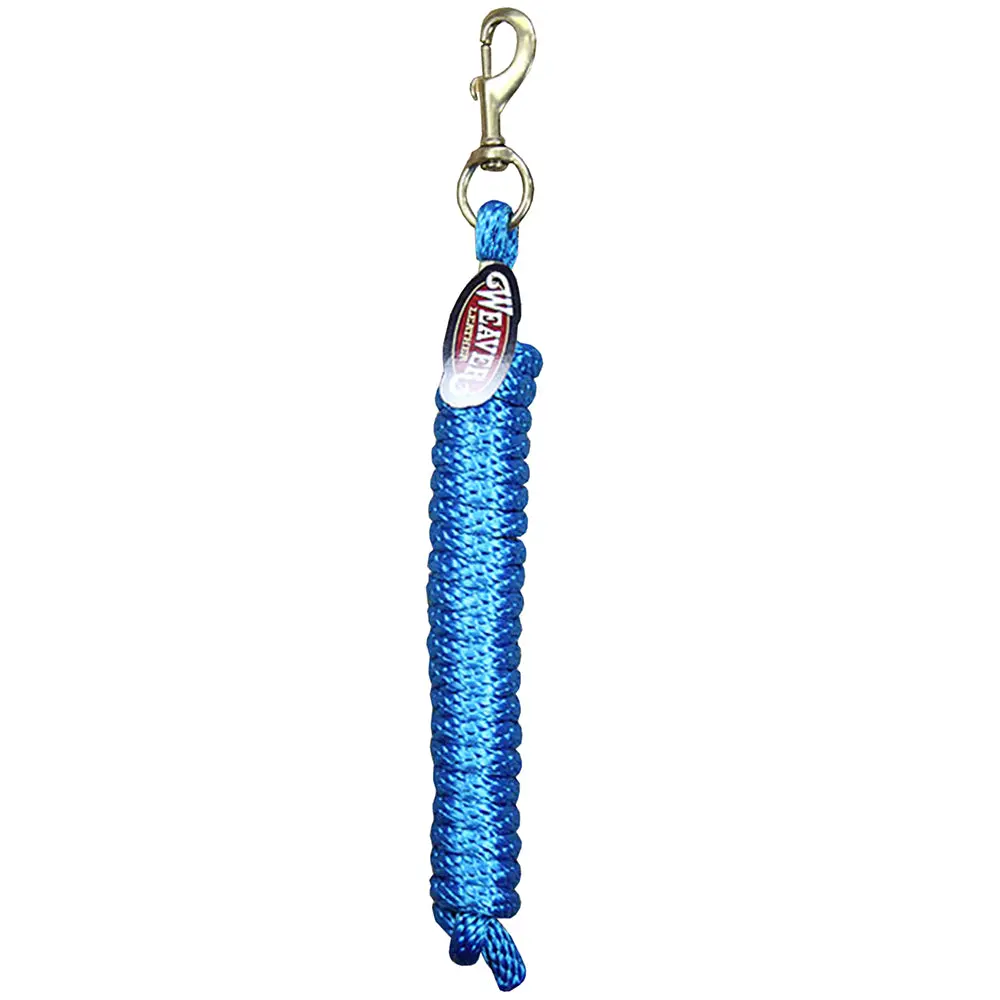 Hurricane Blue Weaver Tack Horse Poly Lead Rope W/ Solid Brass 225 Snap 1