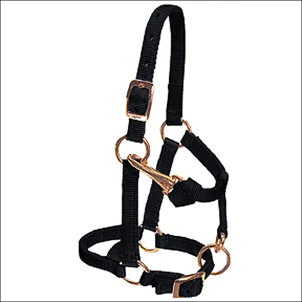 Weaver Black Large Nylon Miniature Horse Adjustable Chin Throat Snap Halter 1