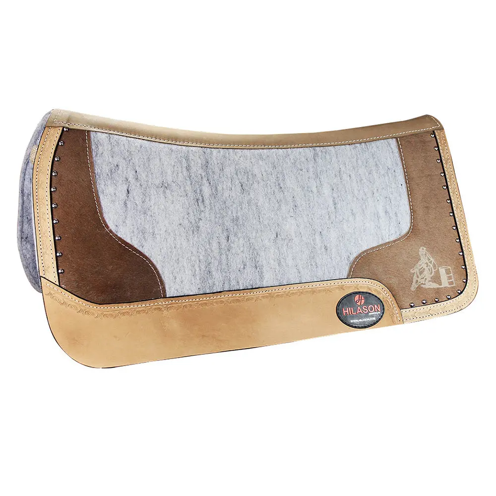 Hilason Western Wool Felt Horse Saddle Pad W/ Distressed Wear Leather | For Horses 1