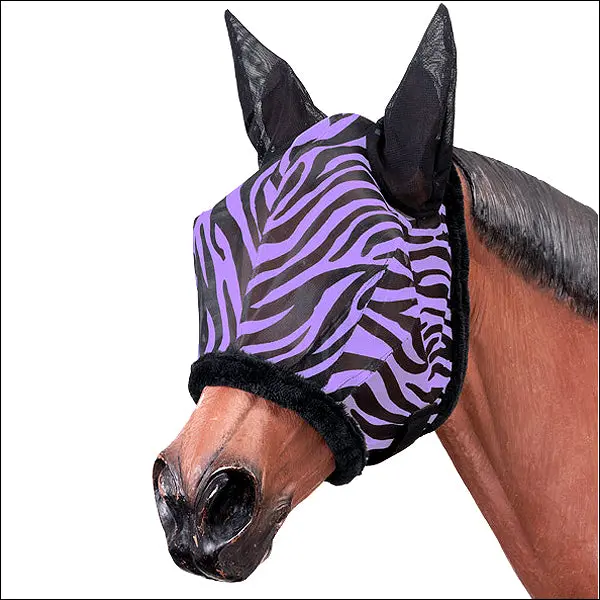 Tough-1 Purple Zebra Pattern Mesh Horse Fly Mask Western Tack 1