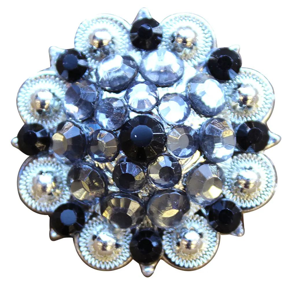 Hilason Western Berry Conchos Glass Rhinestones Bling Tack Cowgirl Black Diamond & Color | Slotted 1