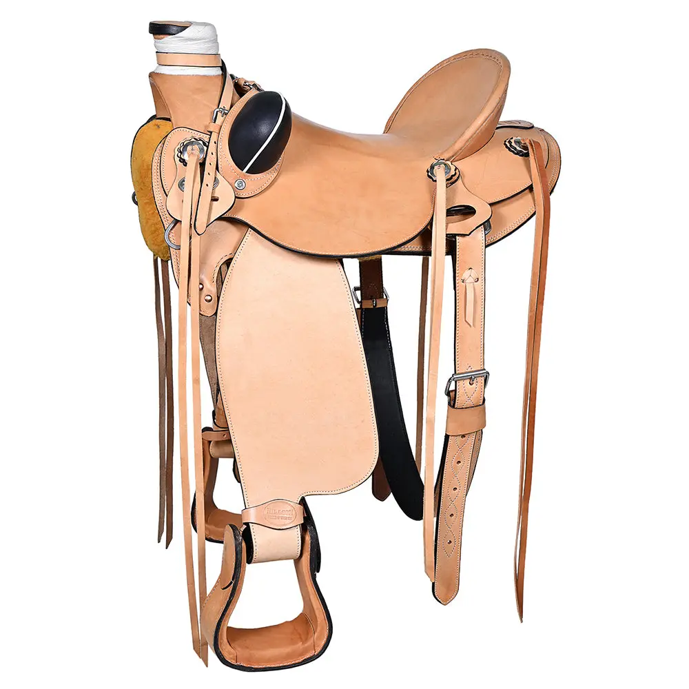 Hilason Western Horse Wade Saddle American Leather Ranch Roping Tan | Hand Tooled & For Horses 1