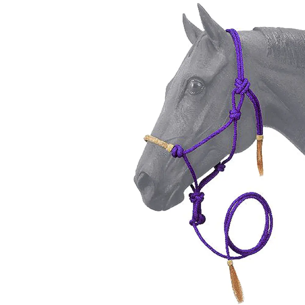 Purple Tough-1 Horse Size Rawhide Noseband Poly Nylon Rope Halter W/ Lead 1