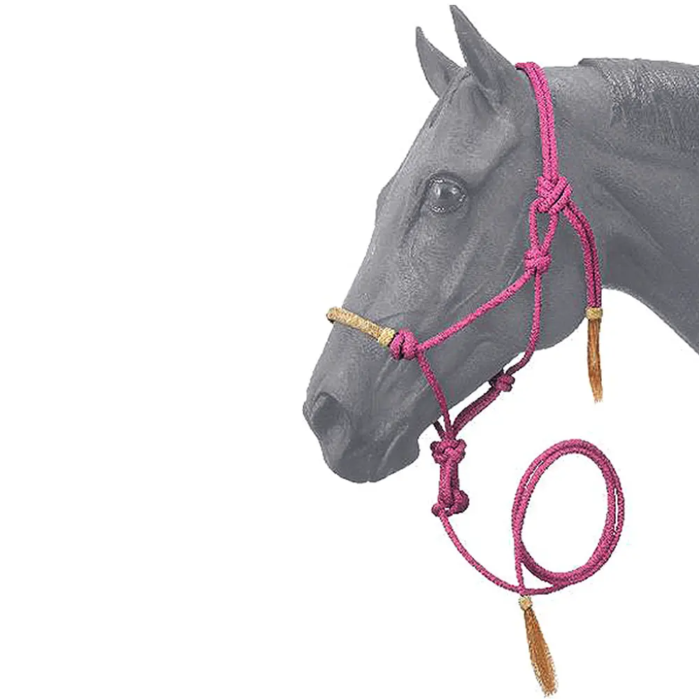 Pink Tough-1 Horse Size Rawhide Noseband Poly Nylon Rope Halter W/ Lead 1